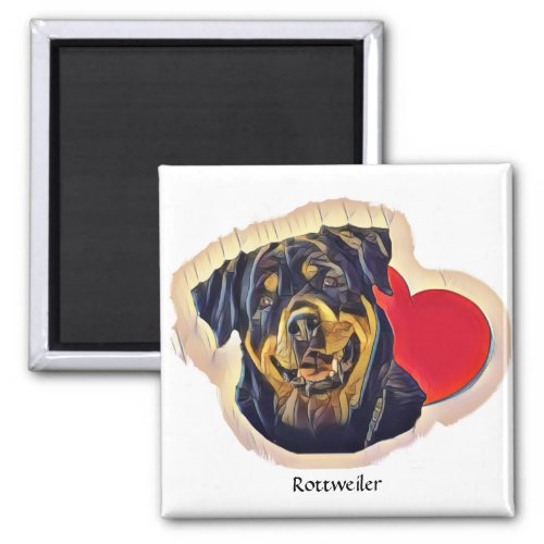 Black Tan Rottweiler Heart Magnet