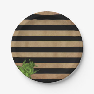 Black, Tan Striped Plate from Egyptian Halloween