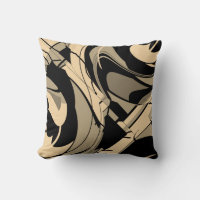 Black Tan Taupe Brown Swirling Shapes Motif