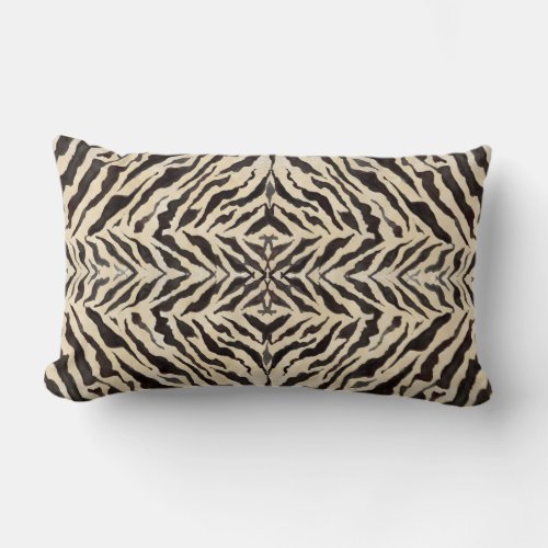 Black Tan Tribal Zebra Watercolor Striped Pattern Lumbar Pillow