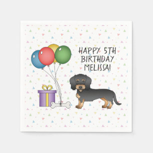 Black & Tan Wire Haired Dachshund Dog - Birthday Napkins
