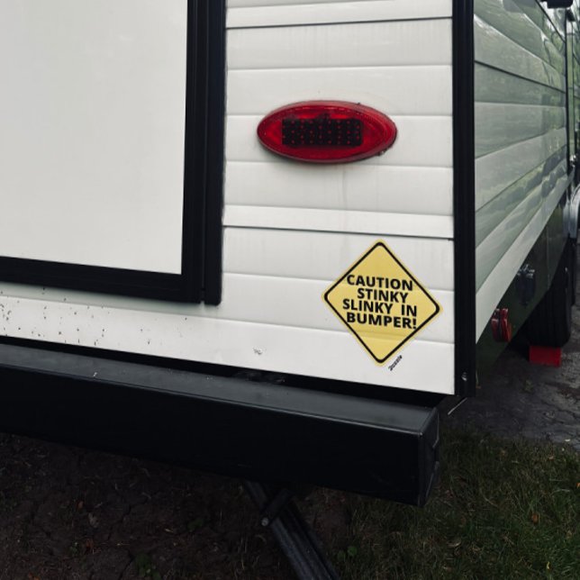 Black Tank Hose Caution Stinky Slinky in Bumper! Sticker (Creator Uploaded)