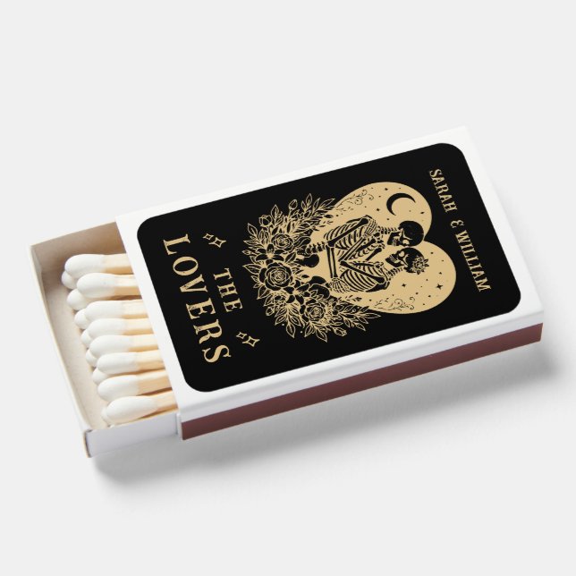 Black tarot Goth Lovers wedding Matchboxes (Front Open)