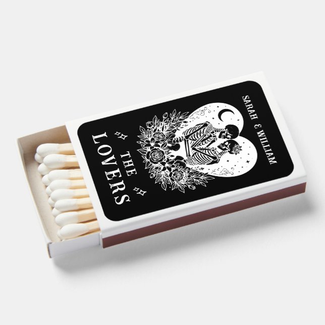 Black tarot Goth Lovers wedding Matchboxes (Front Open)
