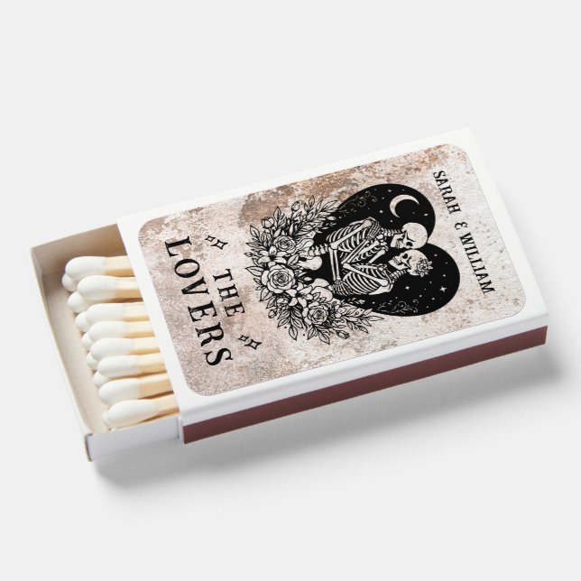 Black tarot Goth wedding lovers Matchboxes (Front Open)