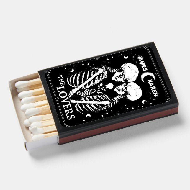 Black tarot Goth wedding Matchboxes (Front Open)