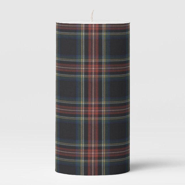 Black Tartan 3" x 6" Pillar Candle (Front)
