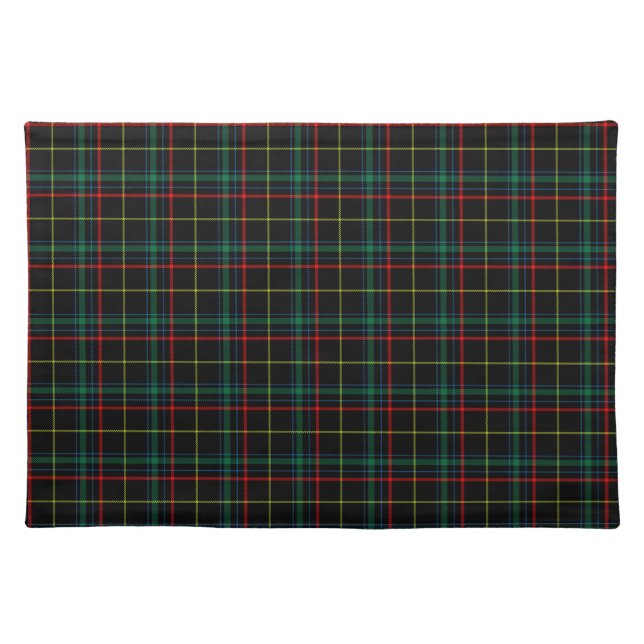 Black Tartan Plaid Cloth Placemat (Front)