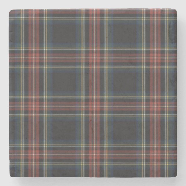 Black Tartan Stone Coaster (Front)