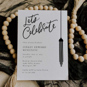 Black Tassel Grad Party Graduation Invitation Card