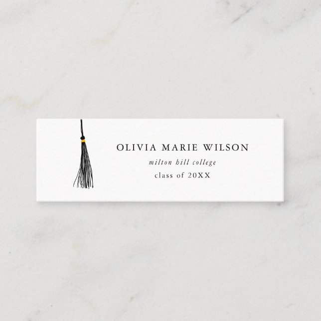 Black Tassel Graduation Name Card (Front)