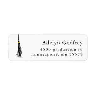 Black Tassel Graduation Return Address Label
