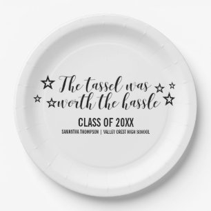 Black Tassel Worth Hassle Graduation Paper Plates