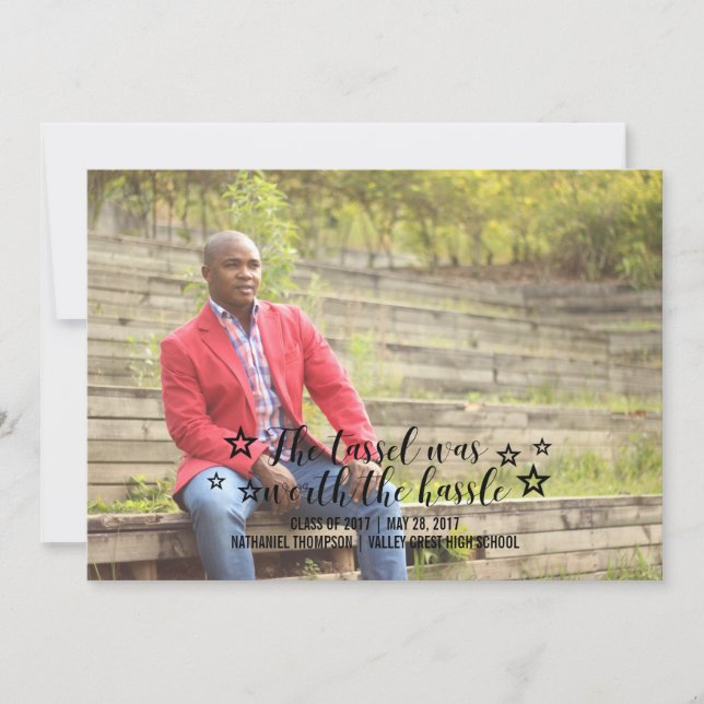 Black Tassel Worth Hassle Photo Graduation Announcement (Front)