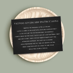 Black Tattoo Aftercare  Instructions Business Card