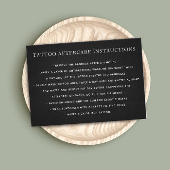 Black Tattoo Aftercare  Instructions Business Card by sm_business_cards at Zazzle