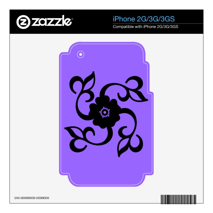 BLACK TATTOO FLOWER SWIRL GRAPHIC DESIGNS NATURE iPhone 3G DECAL