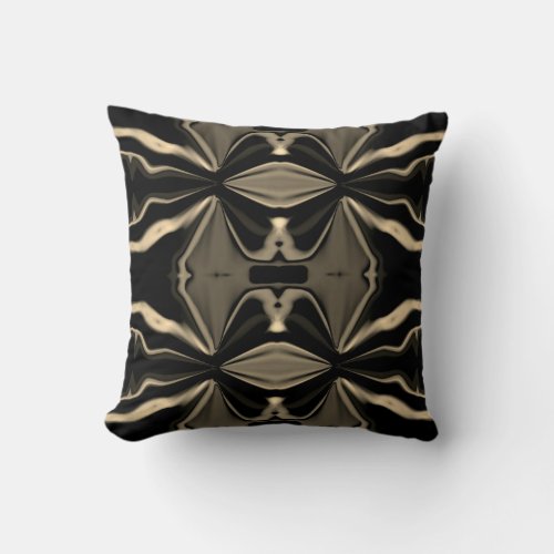 Black Taupe Beige Symmetrical Jewel_like Design Throw Pillow