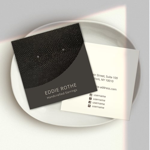 Black Taupe Curve Stud Earring Display Square  Square Business Card