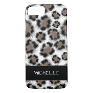 Black Taupe Leopard Print Customizable iPhone 8/7 Case