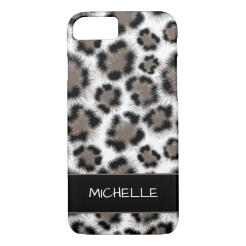 Black Taupe Leopard Print Customizable iPhone 87 Case