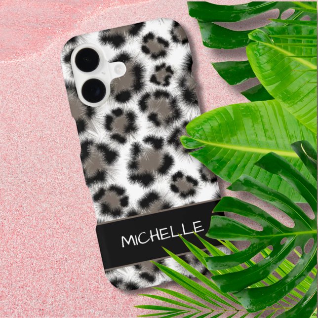 Black Taupe Leopard Print Customizable Case-Mate iPhone Case (Creator Uploaded)