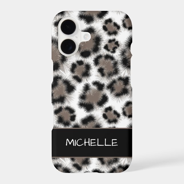 Black Taupe Leopard Print Customizable Iphone Case (Back)