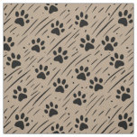 Black &amp; Taupe Paw Print Cotton Fabric by the Yard