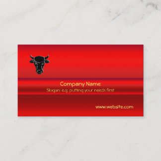 Black Taurus Bull on red chrome-look effect Business Card