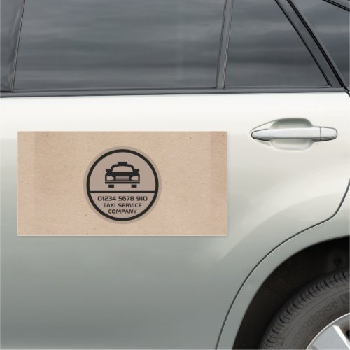 Black Taxi Cab Logo Kraft Paper Effect Car Magnet