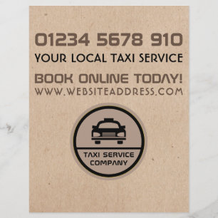 Black Taxi Cab Logo, Kraft Paper Effect Price List