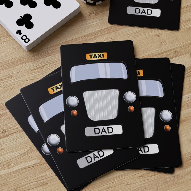 Black Taxi Cab Monogram Personalized Playing Cards (Perfect gift for the dad who is your personal chauffeur. He's best taxi driver )