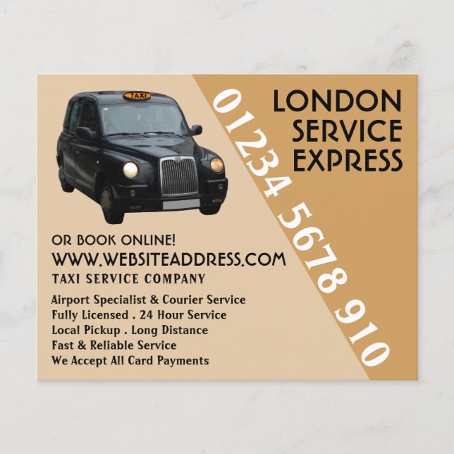 Black Taxi Cab with Price List Flyer (Front)