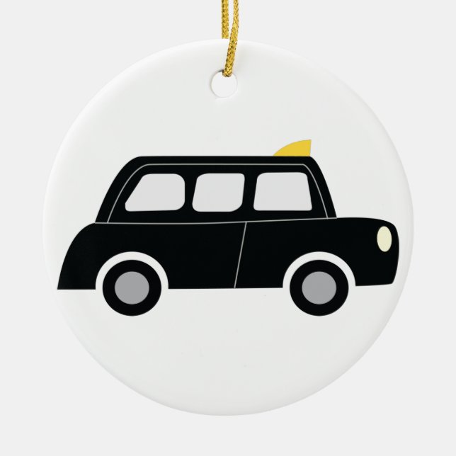 Black Taxi Ceramic Ornament (Front)