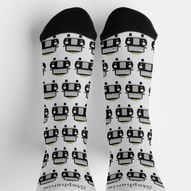 Black Taxi Design Personalised Socks (Top)