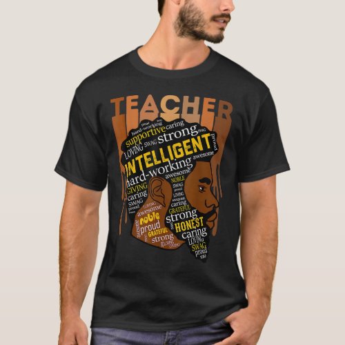 Black Teacher Afro Men With Beards Love Melanin T_Shirt
