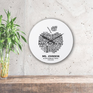 Black Teacher Appreciation Typograhy Apple Large Clock