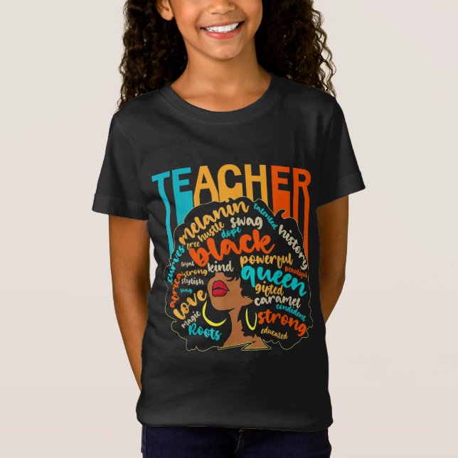 Black Teacher Educator Magic Africa Proud History  T-Shirt (Front)