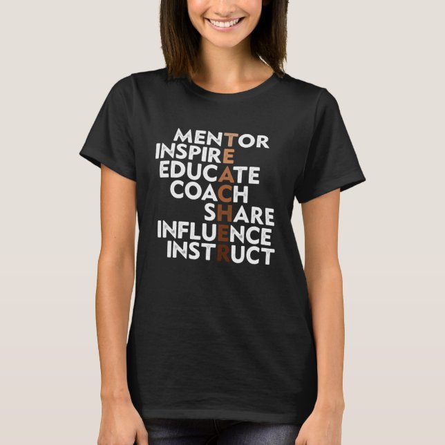 Black Teacher Inspiration Melanin African American T-Shirt (Front)