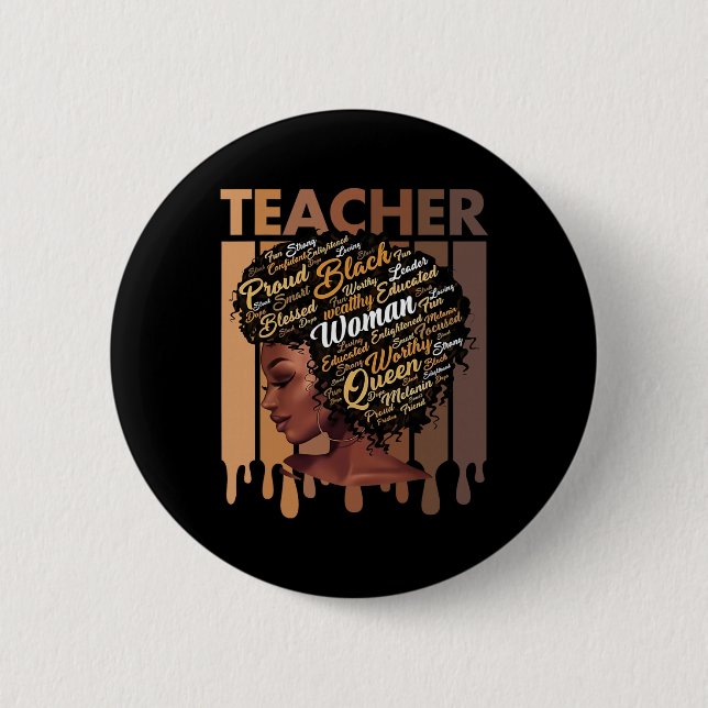 Black Teacher Magic Black History Education Melani Button (Front)