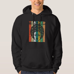 Black Teacher Magic Melanin Hearts Black History M Hoodie