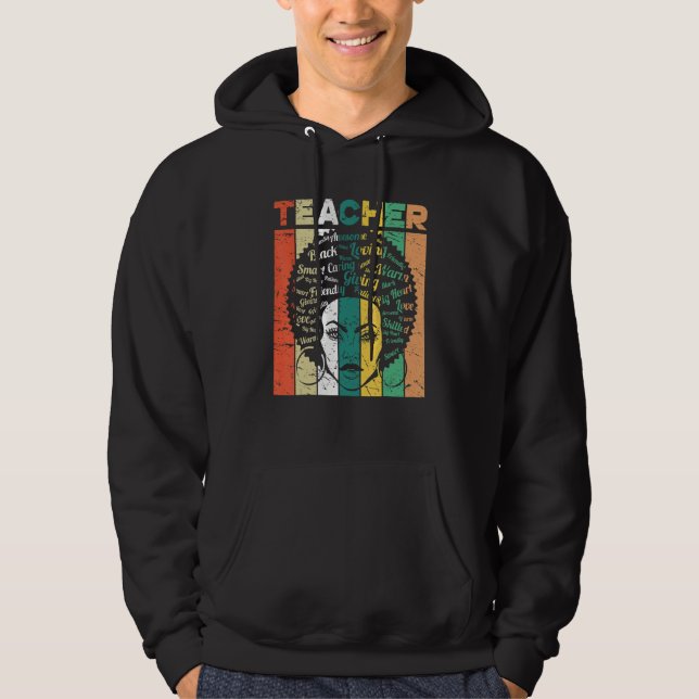 Black Teacher Magic Melanin Hearts Black History M Hoodie (Front)