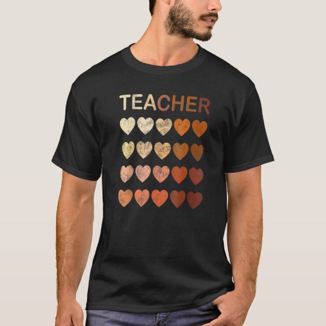 Black Teacher Magic Melanin Hearts Black History M T-Shirt (Front)