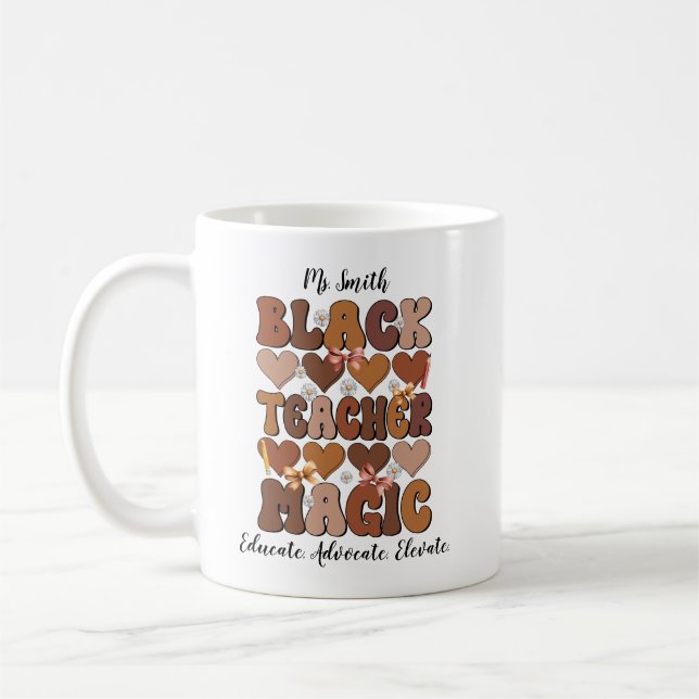Black Teacher Magic Personalized Mug (Left)