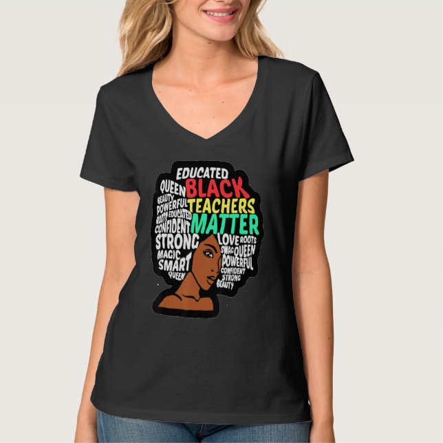 Black Teacher Smart Teacher Afro Love Melanin Afri T-Shirt (Front)