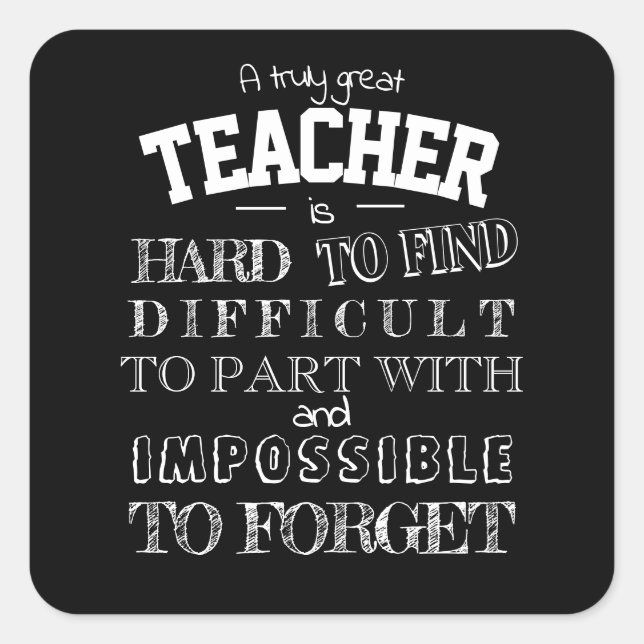 Black teacher Thank you Appreciation Script Square Sticker (Front)