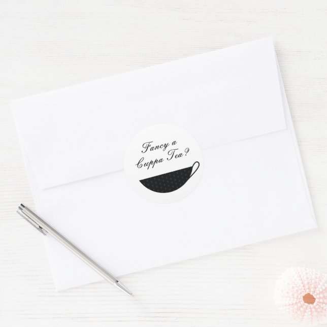 Black Teacup Envelope Seal & Sticker (Envelope)