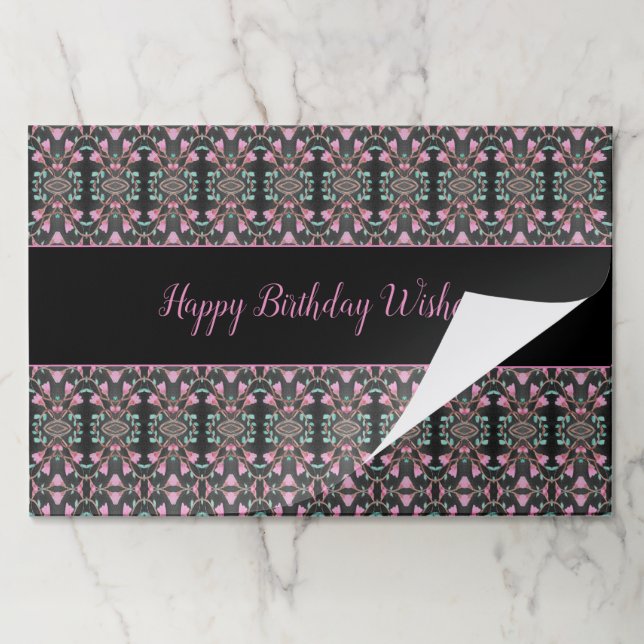 Black Teal and Pink 25 Piece Birthday Placemat (Folded)