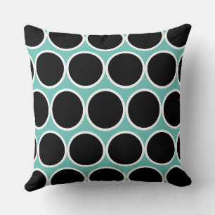 Black, Teal and White Modern Throw Pillow