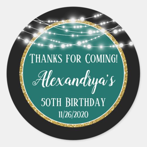 Black Teal Birthday Thanks For Coming Favor Tags